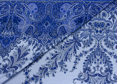 Фото ткани Хлопковый трикотаж, цвет - синий и голубой