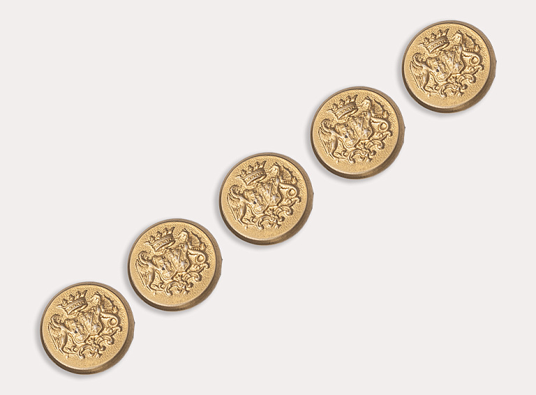 Фото ткани Пуговица круглая с гербом (металл), цвет - золотой