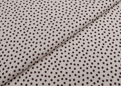 Фото ткани Вискоза в коричневый горох тип Valentino, цвет - бежевый