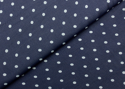 Фото ткани Шифон в горох, цвет - синий и белый