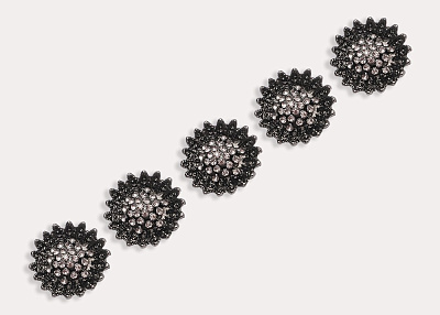 Фото ткани Пуговица в форме цветка со стразами (металл), цвет - металлик