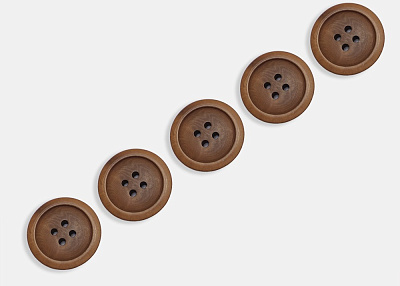 Фото ткани Пуговица круглая, цвет - коричневый
