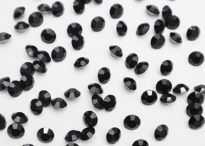 Фото ткани Стразы, цвет - черный