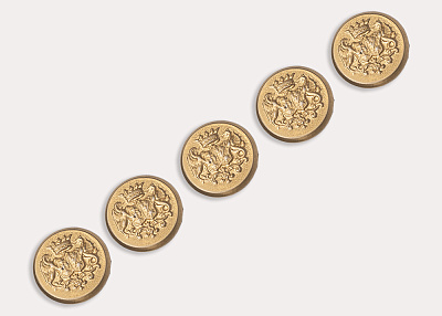 Фото ткани Пуговица круглая с гербом (металл), цвет - золотой