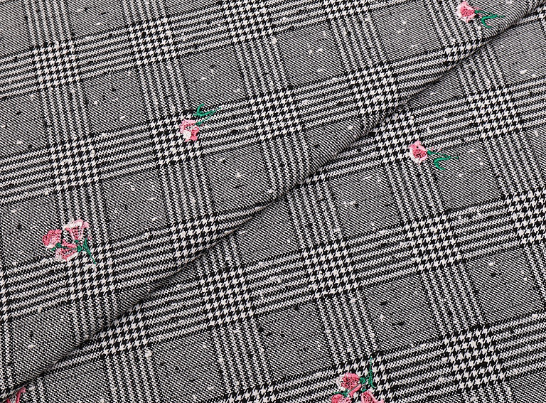 Фото ткани Вискоза с вышивкой тип Dior, цвет - серый