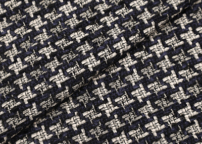 Фото ткани Хлопковый твид тип Chanel с люрексом, цвет - синий