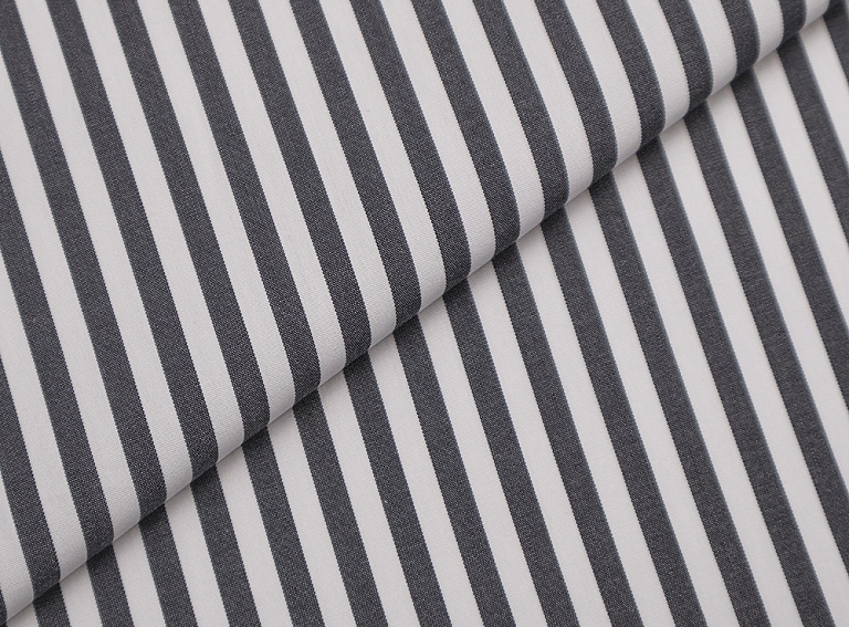 Фото ткани Хлопковая ткань в полоску, цвет - белый, черный