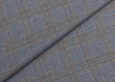 Фото ткани Шерстяная ткань с шелком в клетку, цвет - синий