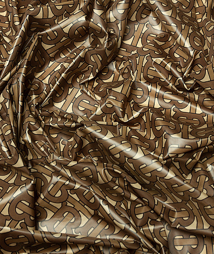 Плащевая ткань тип Burberry с рисунком, цвет - бежевый и коричневый. Изображение 3