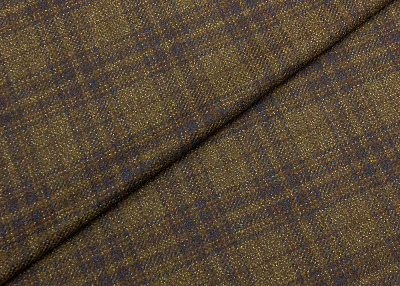 Фото ткани Шерстяная ткань с кашемиром в клетку, цвет - зеленый, синий