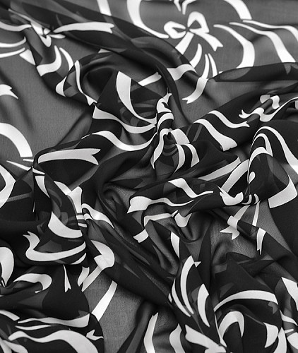 Шифон тип Chanel с бантами, цвет - черный с молочным. Изображение 3