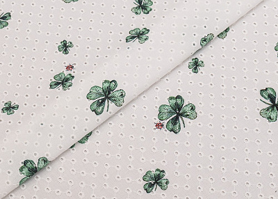 Фото ткани Хлопковое шитье клевер тип Dior, цвет - белый