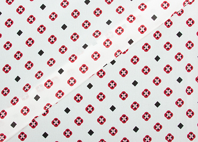 Фото ткани Натуральный шелк, цвет - красный и белый
