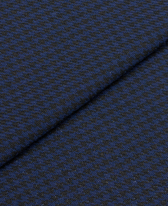 Шерстяная ткань (креп) тип Armani, цвет - синий, темно-синий, гусиная лапка. Изображение 1