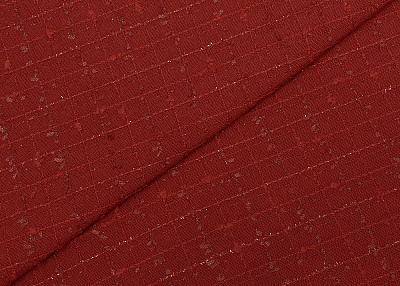 Фото ткани Шерстяная ткань тип Valentino с блеском, цвет - красный и клетка