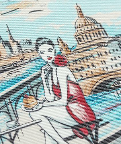 Шелковый платок тип Dior с рисунком (купон), цвет - бордовый, бежевый. Изображение 4