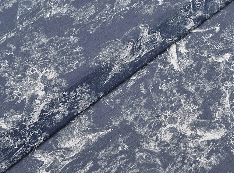 Фото ткани Хлопковый батист тип Dior с принтом Туаль-де-Жуи, цвет - синий