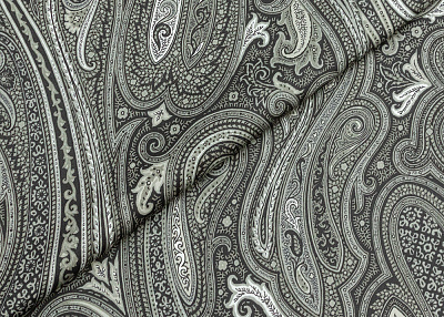 Фото ткани Хлопковая ткань тип Etro с рисунком, цвет - серый и пейсли