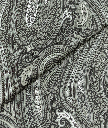Хлопковая ткань тип Etro с рисунком, цвет - серый и пейсли. Изображение 1