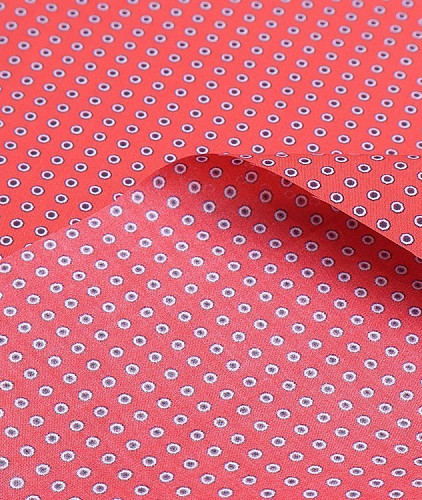 Хлопковая ткань тип Ermenegildo Zegna в горох, цвет - красный. Изображение 2