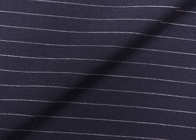 Фото ткани Костюмный трикотаж (шерсть), цвет - темно-синий и полоска