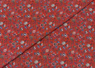 Фото ткани Вискоза Liberty, цвет - красный, синий, зеленый, мелкие цветы