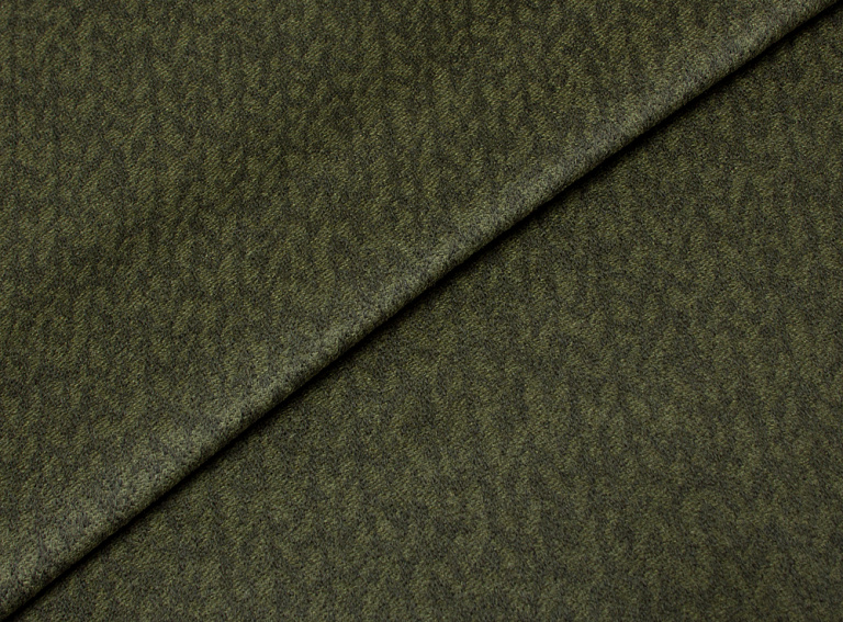 Фото ткани Кашемировая ткань тип Loro Piana с рисунком, цвет - темно-серый, болотный, полоска (дабл)