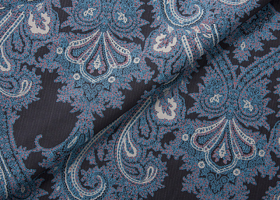 Фото ткани Шерстяная ткань с рисунком, цвет - темно-синий