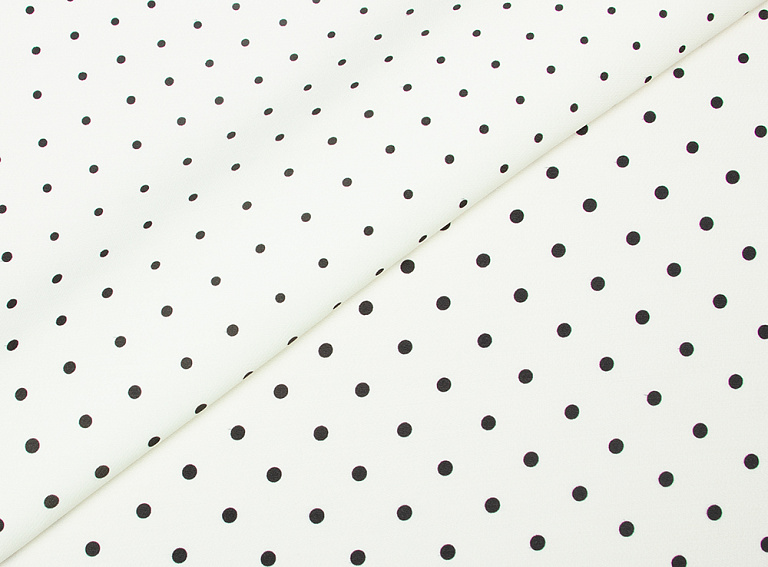 Фото ткани Шерстяная ткань тип Valentino, цвет - черный и молочный, горох (купон)