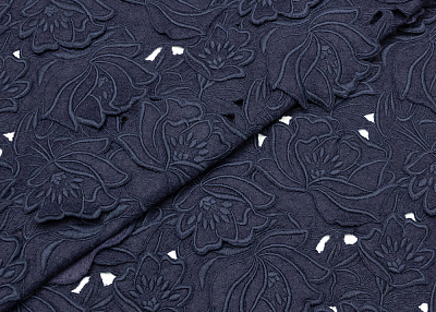 Фото ткани Шерсть с мохером с рисунком, цвет - фиолетово-синий