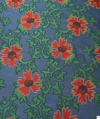 Жаккард с рисунком тип Valentino, цвет - синий, зеленый, цветы. Изображение 6