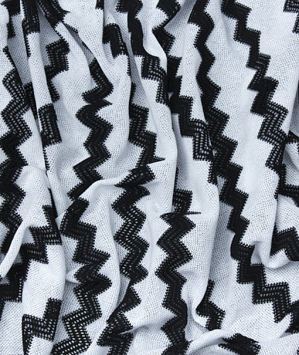 Трикотаж тип Missoni, цвет - белый, черный, полоска. Изображение 5
