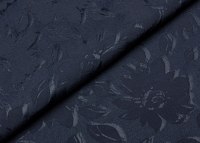 Фото ткани Жаккард с рисунком, цвет - темно-синий, цветы
