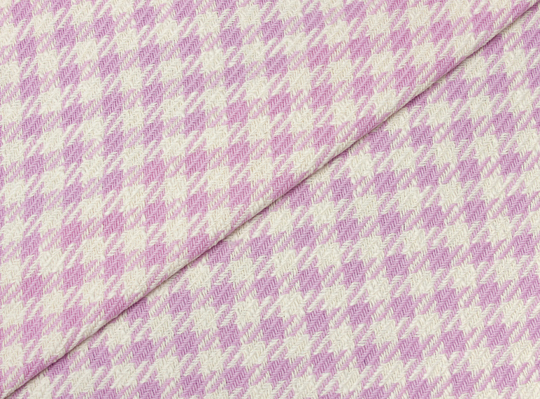 Фото ткани Шерстяная ткань тип Chanel, цвет - розовый и клетка