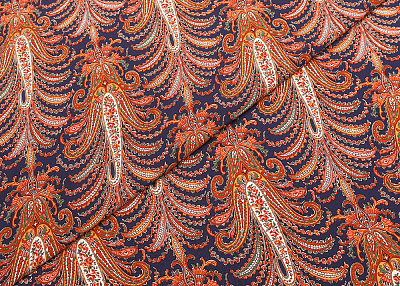 Фото ткани Натуральный шелк пейсли тип Valentino, цвет - синий, красный