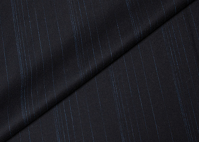 Фото ткани Шерстяная ткань тип Valentino, цвет - черный, голубой, полоска