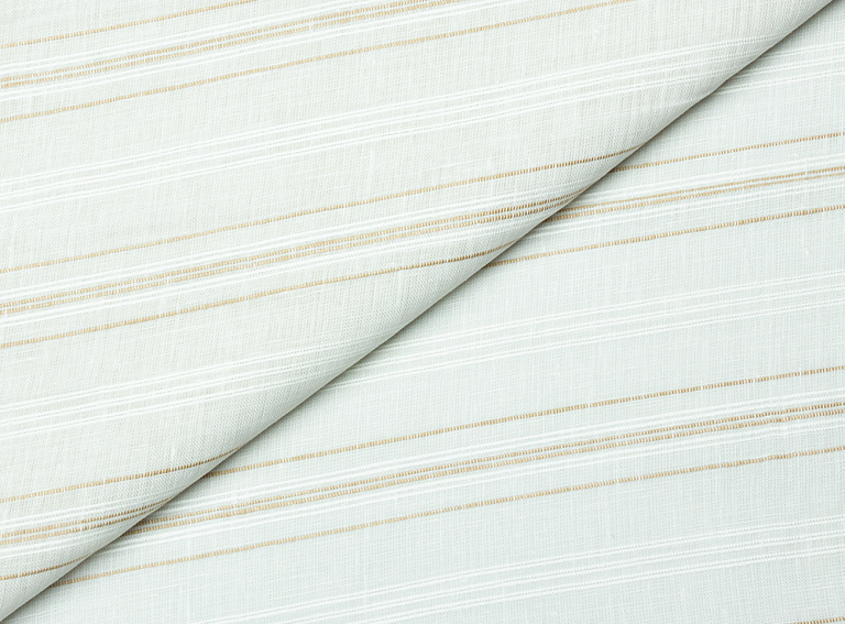 Фото ткани Льняная ткань, цвет - бежевый, молочный, полоска