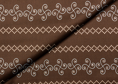 Фото ткани Натуральный шелк, цвет - коричневый, молочный, голубой, полоска, рисунок