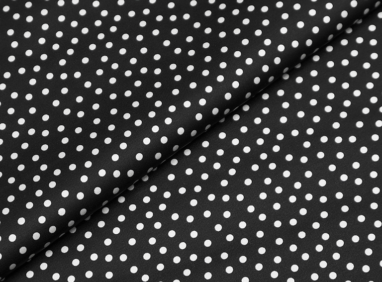 Фото ткани Вискоза с хлопком тип Valentino в горох, цвет - черный