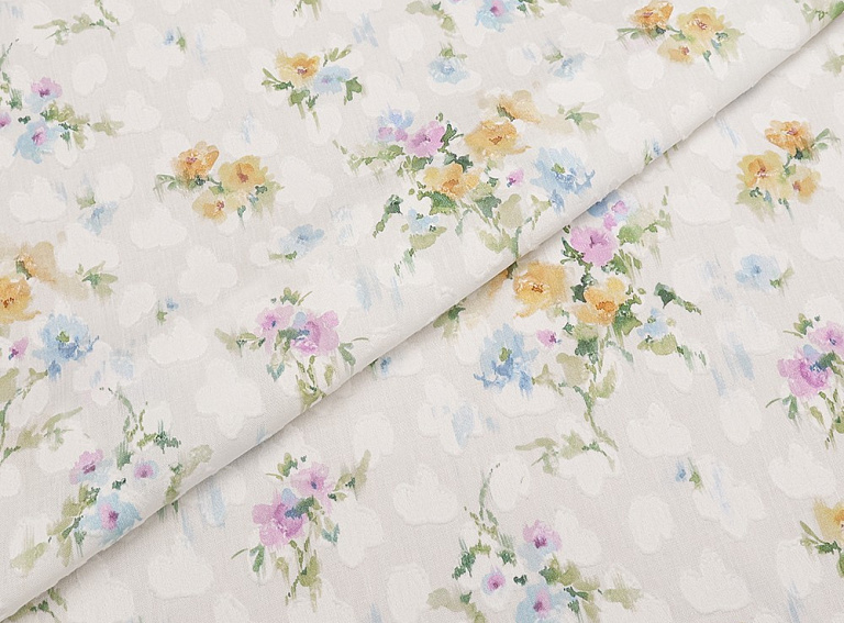 Фото ткани Хлопковый батист с мелкими цветами, цвет - белый