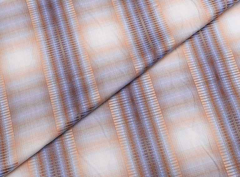 Фото ткани Хлопковая ткань с рисунком, цвет - коричневый, голубой