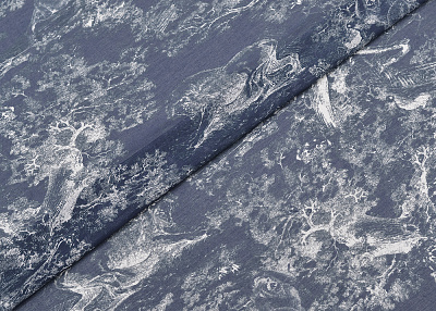 Фото ткани Хлопковый батист тип Dior с принтом Туаль-де-Жуи, цвет - синий