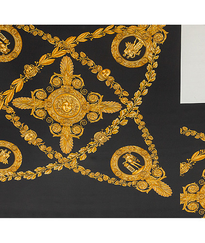Вискоза тип Versace с рисунком (купон), цвет - желтый и черный. Изображение 6