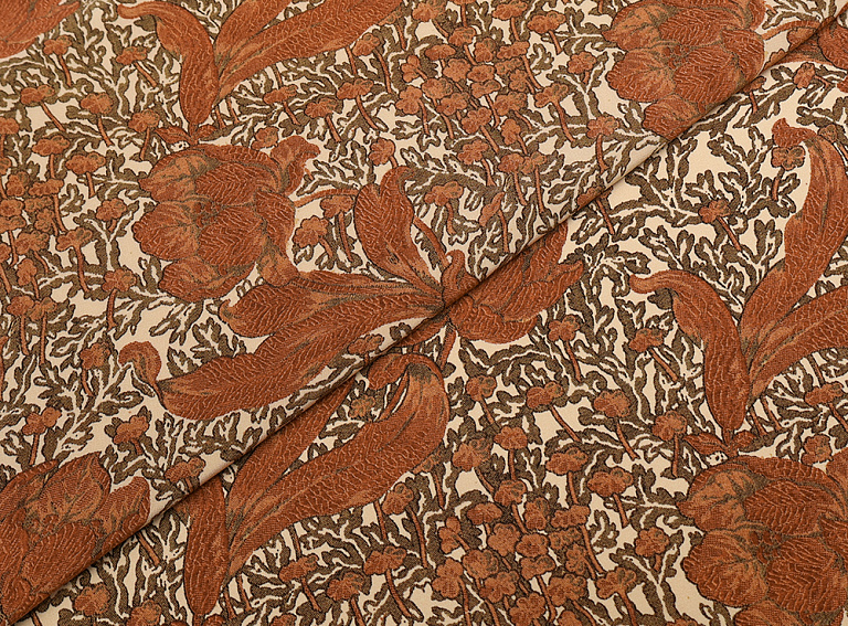 Фото ткани Натуральный шелк с рисунком, цвет - коричневый