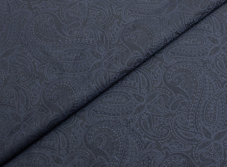 Фото ткани Подкладочная ткань с рисунком, цвет - синий и пейсли