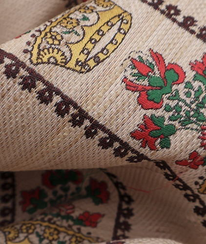 Жаккард стиль Dolce&Gabbana с рисунком, цвет - бежевый, полоска, цветы. Изображение 4