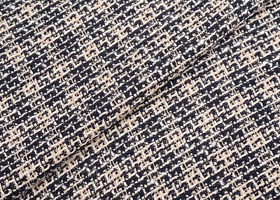 Фото ткани Хлопковый твид тип Gucci с рисунком, цвет - бежевый и синий