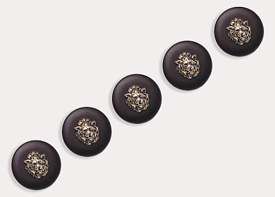 Фото ткани Пуговица круглая, цвет - черный и золотой