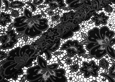 Фото ткани  Кружево тип Dolce&Gabbana, цвет - черный
