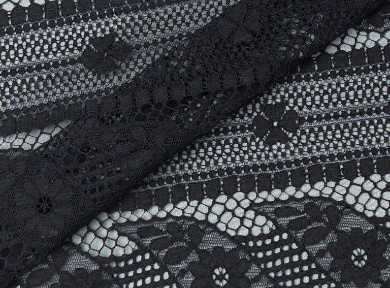 Фото ткани Однотонное  кружево, цвет - черный